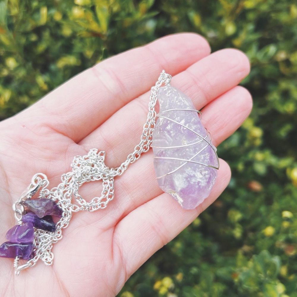 Raw Amethyst Crystal Necklace